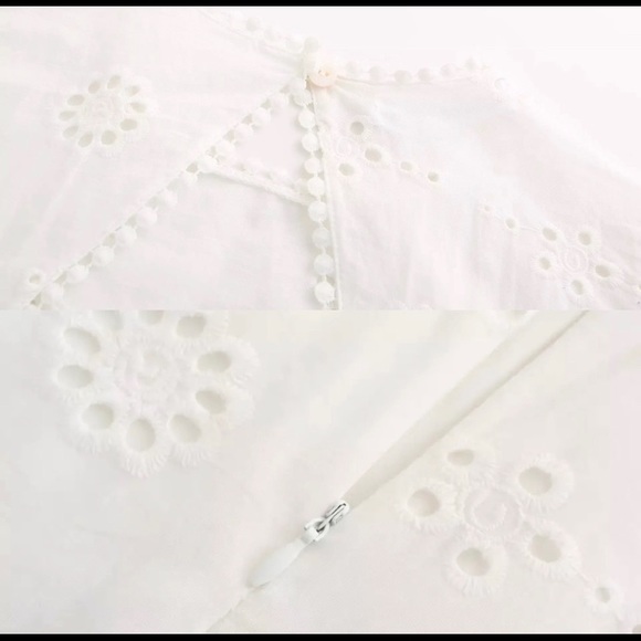 New White Eyelet Lace Beach Wedding Party Dress - Picture 7 of 8